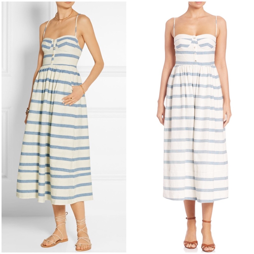 MARA HOFFMAN Novelty Stripe Bustier Midi Dress